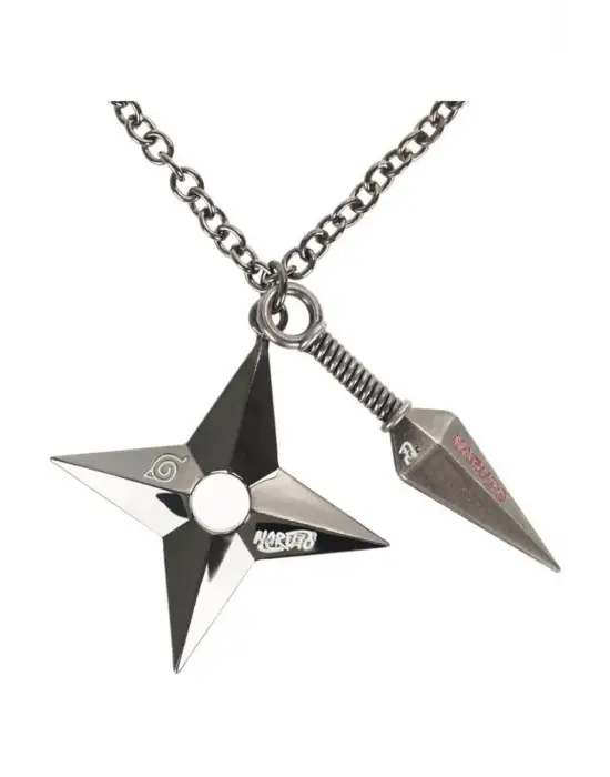 Antik Gümüş Kaplama Unisex Anime Naruto- Weapons Zincirli Kolye