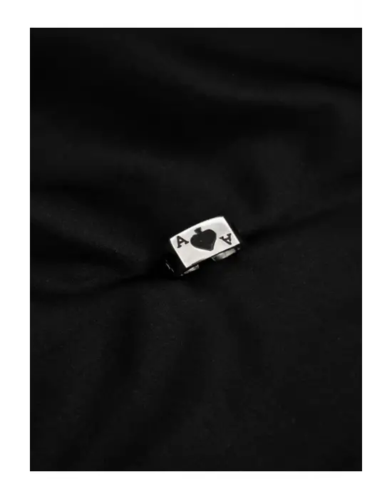 Antik Gümüş Kaplama Unisex Ayarlanabilir Gotik As Maça Yüzük