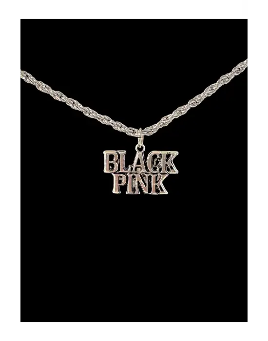 Antik Gümüş Kaplama Unisex Black Pink Fan Frendiens Zincirli Kolye