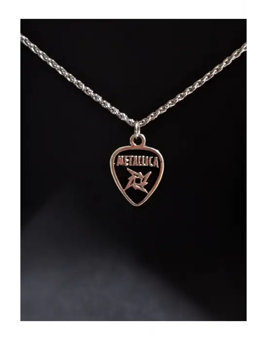 Antik Gümüş Kaplama Unisex Metalica Tasarım Kolye