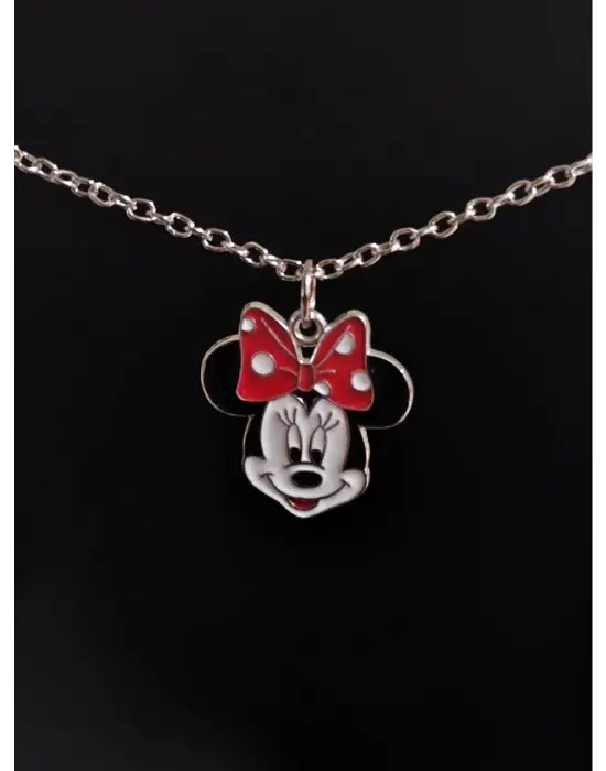Antik Gümüş Kaplama Vintage Mickey Mouse Kolye