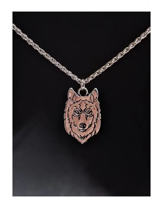 Antik Gümüş Kaplama Wolf Kurt Sembol Unisex Çelik Zincirli Kolye
