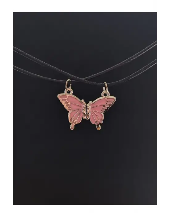 Antik Kaplama Best Friends Kelebek Arkadaşlık Mıknatıslı Unisex İkili Kolye