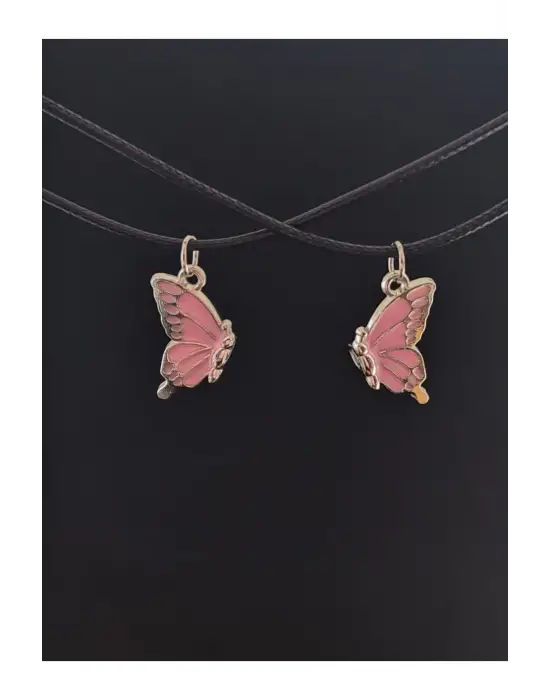 Antik Kaplama Best Friends Kelebek Arkadaşlık Mıknatıslı Unisex İkili Kolye