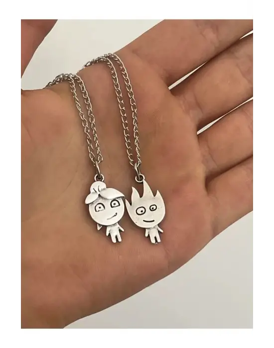 Ateş Ve Su Sevgili Kolye Seti 2 Adet Kolye Sevgiliye Hediye