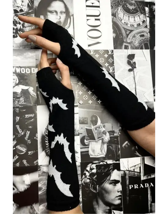 Daily Siyah Yarasa Likralı Pamuk Unisex Eldiven Kolluk