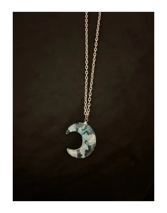 El Yapımı Retro Ay Bulutu Kolye