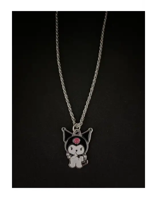 Gümüş Kaplama Çelik Unisex Hediyelik Anime Micky Desenli Melodi Zincirli Aksesuar Kolye