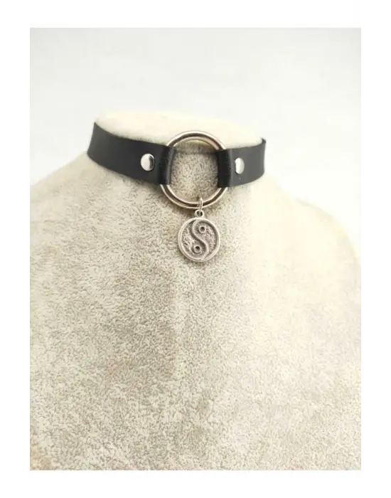 Kadın Ying Yang Suni Deri Choker