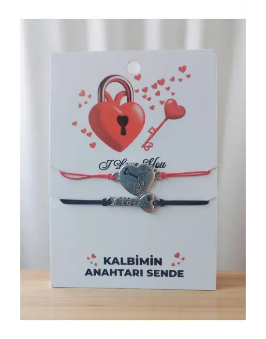 Kalbimin Anahtarı Sende Yazılı Anlamlı 2Li Bileklik – Sevgililere Özel Şık ve Romantik Hediye