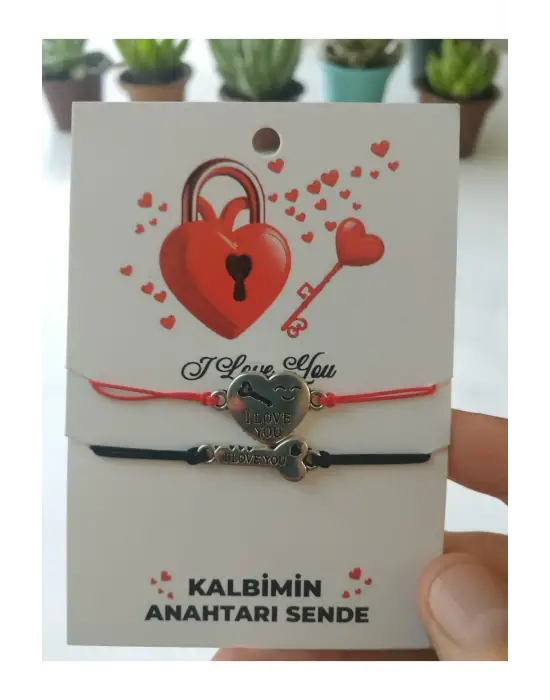 Kalbimin Anahtarı Sende Yazılı Anlamlı 2Li Bileklik – Sevgililere Özel Şık ve Romantik Hediye