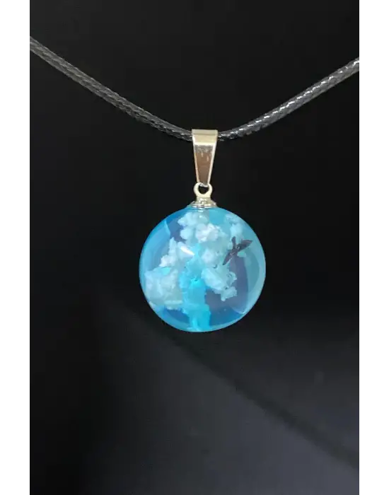 Karanlıkta Parlayan World Dünya Siyah İpli Unisex Kolye