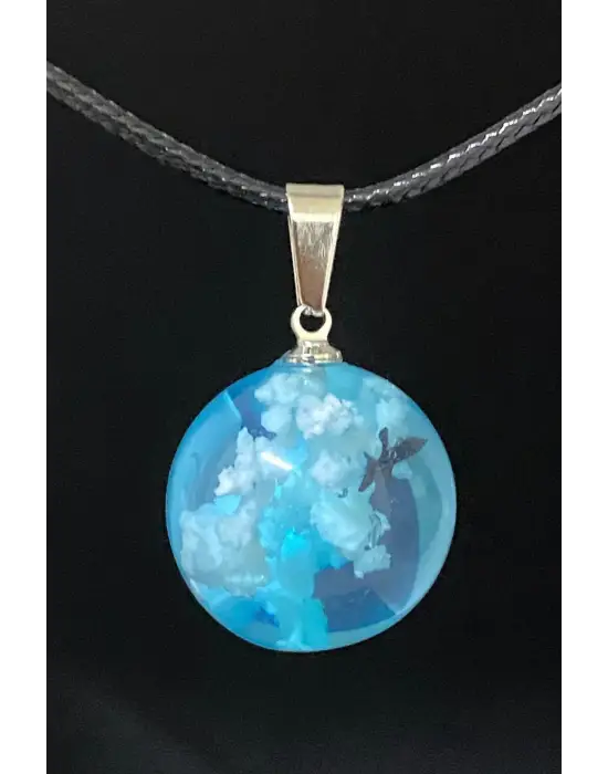 Karanlıkta Parlayan World Dünya Siyah İpli Unisex Kolye