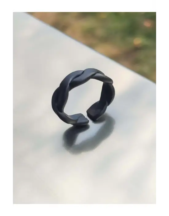 Mat Siyah Sarmalı Ayarlanabilir Yüzük