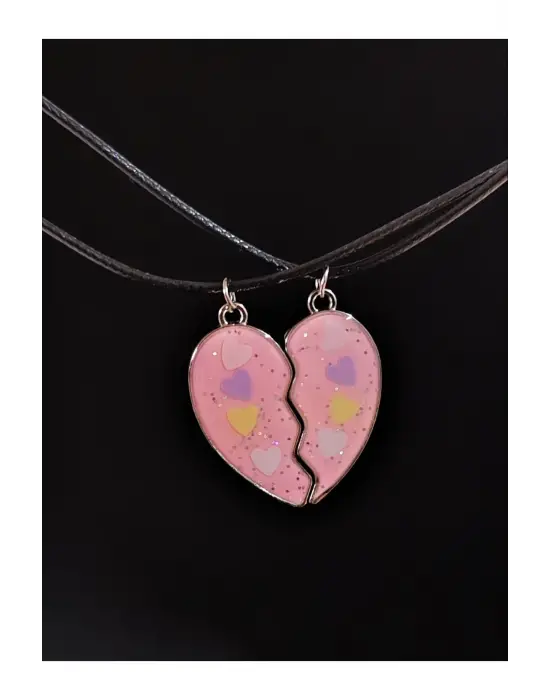 Mıknatıslı Best Friends 2li Birleşen Kalp Hediyelik Love Kolye