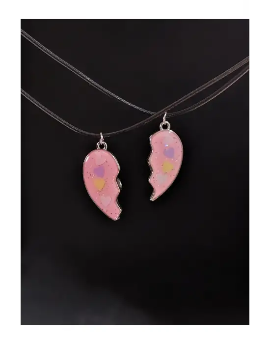 Mıknatıslı Best Friends 2li Birleşen Kalp Hediyelik Love Kolye