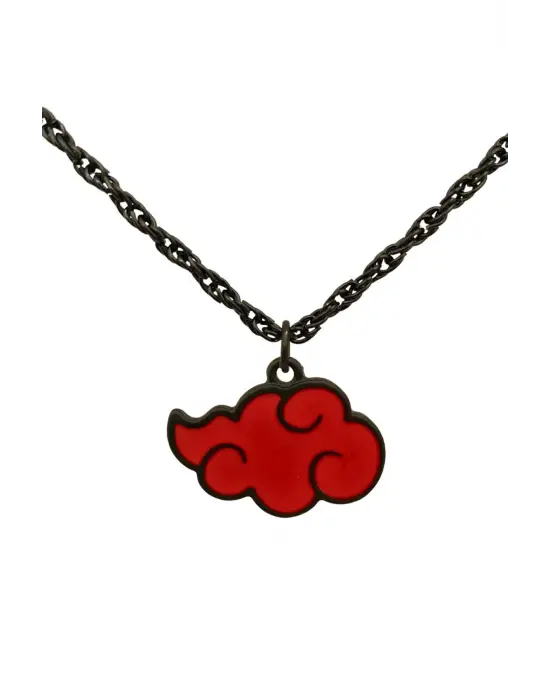 Naruto Anime Akatsuki Kırmızı Bulut Kolye Klasik Zincirli Siyah