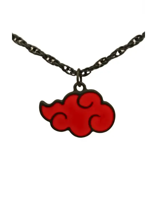 Naruto Anime Akatsuki Kırmızı Bulut Kolye Klasik Zincirli Siyah