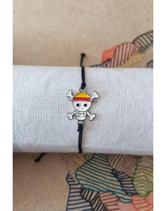 One Piece Anime Retro  Ayarlanabilir Siyah İpli Sembol Bileklik