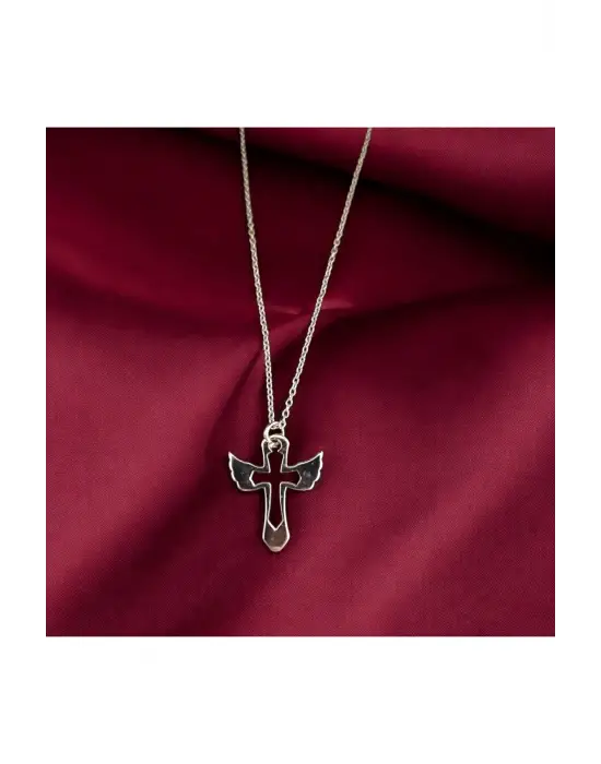 Özel Antik Gümüş Kaplama El Yapımı Kanat Sembol Kadın Erkek Zincirli Kolye