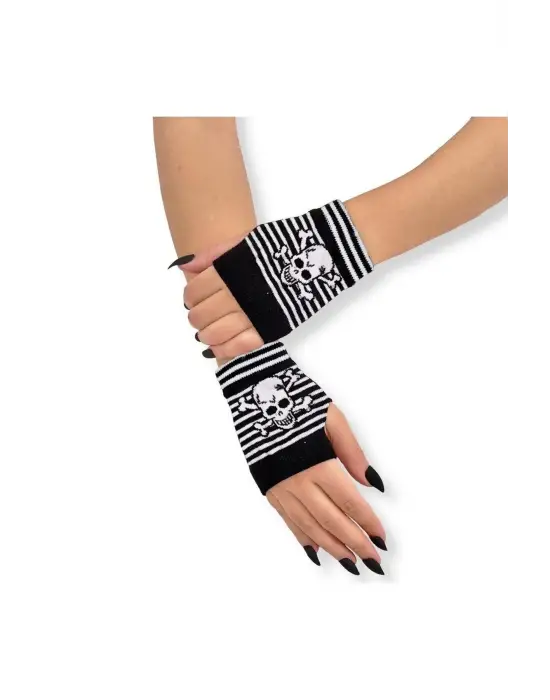 Pamuklu Skull Iskelet Tasarım Kısa Bileklik Eldiven Kolluk