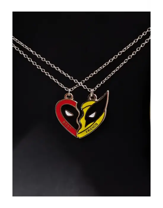 Paslanmaz Çelik 2 li Spider And Vomen Maske Çift Sevgili Arkadaşlık Kolyesi