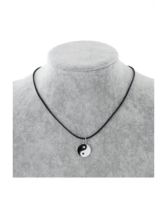 Paslanmaz Çelik Antik Unisex Ying Yang Denge Ipli Kolye