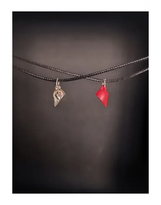 Retro Antik El Yapımı Kalp Şeklinde 2li Mıknatıslı Özel Görünüm Sevgili Hediyelik Kolye