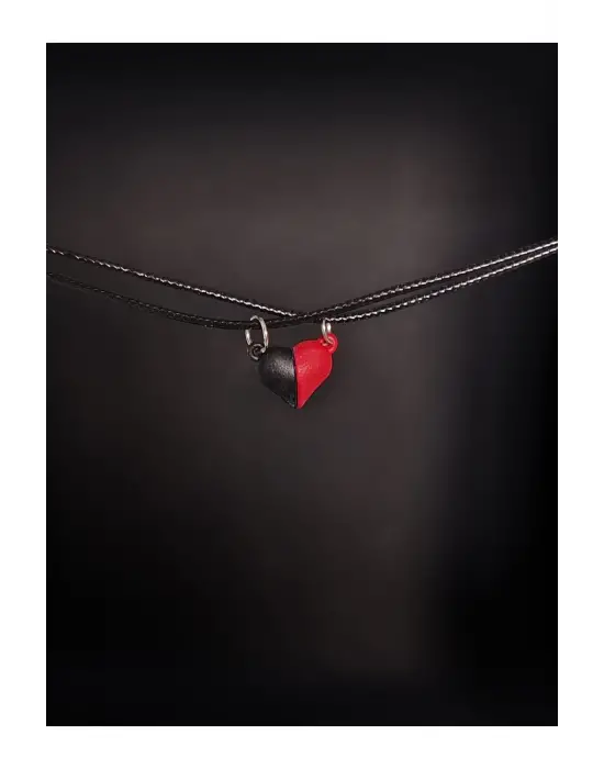 Retro Antik El Yapımı Kırmızı Kalp Şeklinde 2li Mıknatıslı Özel Görünüm Sevgili Hediyelik Kolye