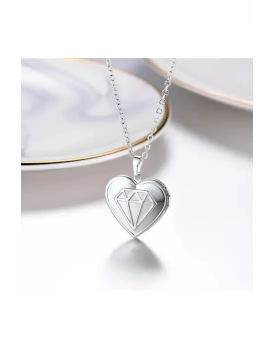 Retro El Yapımı Özel Te Amo Elmas Fotoğraf Koyulabilen Kapaklı Kalp Kolye