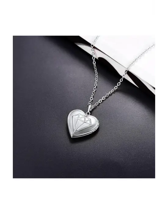 Retro El Yapımı Özel Te Amo Elmas Fotoğraf Koyulabilen Kapaklı Kalp Kolye