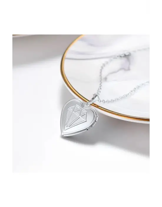 Retro El Yapımı Özel Te Amo Elmas Fotoğraf Koyulabilen Kapaklı Kalp Kolye