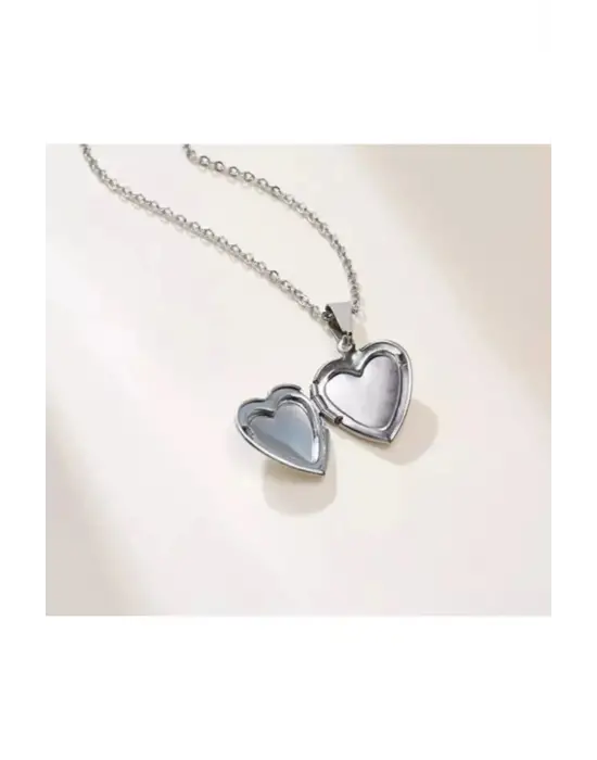 Retro El Yapımı Özel Te Amo Elmas Fotoğraf Koyulabilen Kapaklı Kalp Kolye