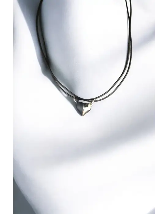 Retro Gri Siyah Iki Adet Mıknatıslı Çift Kalp Sevgili Metal Kolye