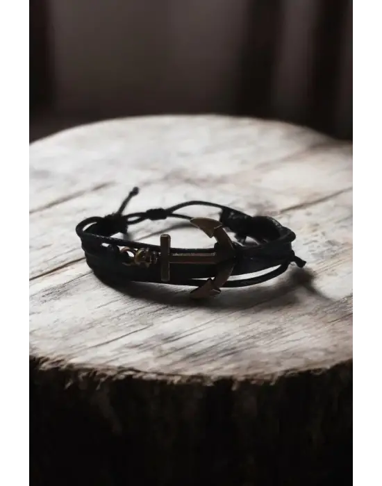 Retro Tasarım El Yapımı Ayarlanabilir Çapa Unisex İpli Hediyelik Özel Bileklik