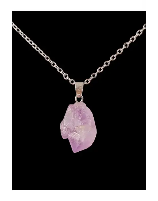 Retro Vintage Amestist Sembol Doğal Taş Unisex İkili Kolye