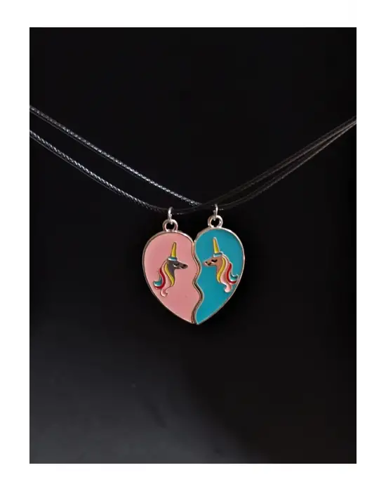 Retro Vintage Gökkuşağı Best Friends Sevimli Mıknatıslı Unisex 2li Kolye