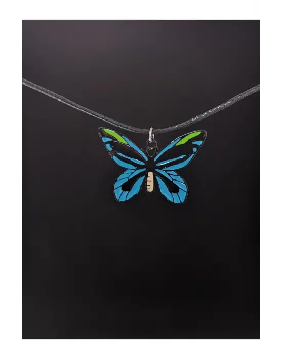 Retro Vintage Kelebek Doğa Unisex Hediyelik El Yapımı Kolye