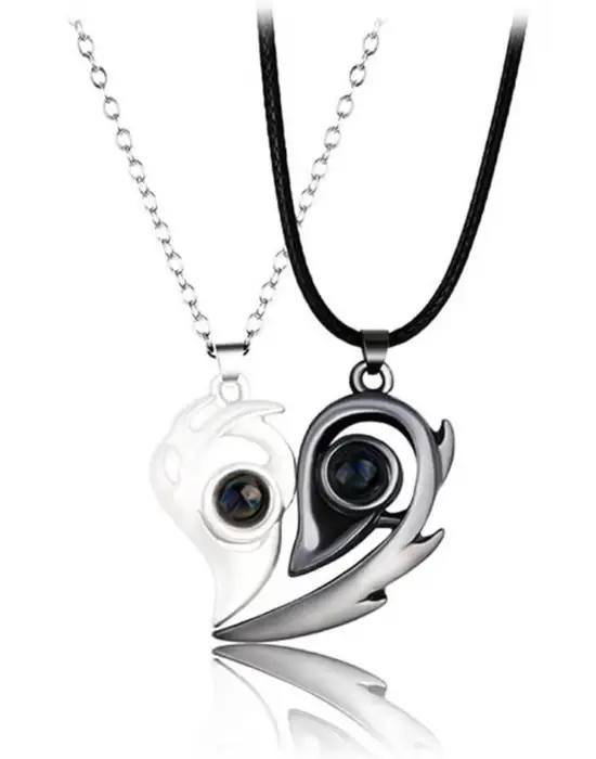 Sevgili Kolyesi Mıknatıslı 100 Dilde Seni Seviyorum Projeksiyon Çift Kolye