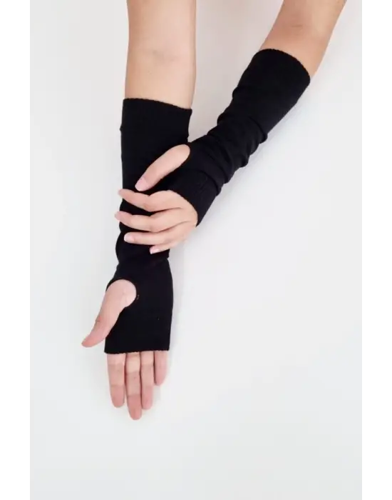 Vintage Outdoor Düz Siyah Kesik Parmak Ikili Kolluk