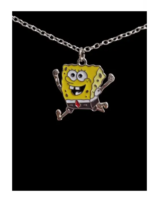 Vintage Retro Paslanmaz Çelik Anime Sünger Bob Sembol Unisex Kolye