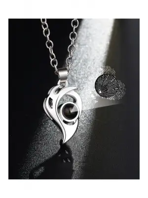 100 Dilde Seni Seviyorum Gri Mıknatıslı Çift Sevgili Kolye Takı