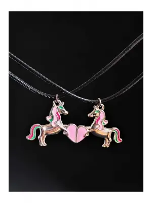 2 Adet Mıknatıslı Birleşen Sevimli Karakter Hediyelik Unisex Kolye