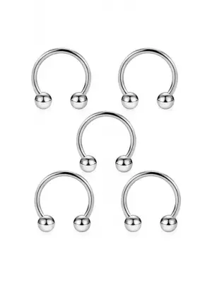 316l Cerrahi Çelik Gümüş Renk 5li Set Septum Piercing