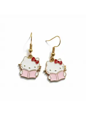 Retro Antik Gümüş Kaplama Anime Hello Kity Sembol Küpe