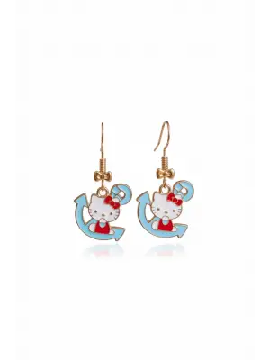 Antik Gümüş Kaplama Anime Blue Hello-Kity Sanrio Küpe