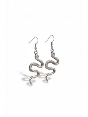 Antik Gümüş Kaplama El yapımı Snake Yılan Küpe