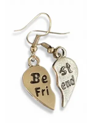 Antik Gümüş Kaplama Paslanmaz Çelik Kadın Gotik Best Friends Küpe