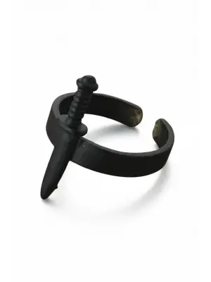 Antik Siyah Kaplama Unisex Gotik Siyah Bıçak Ayarlanabilir Yüzük