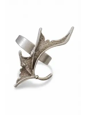 Antik Gümüş Kaplama Ayarlanabilir Gotik Heart Yarasa Dekor Unisex Yüzük